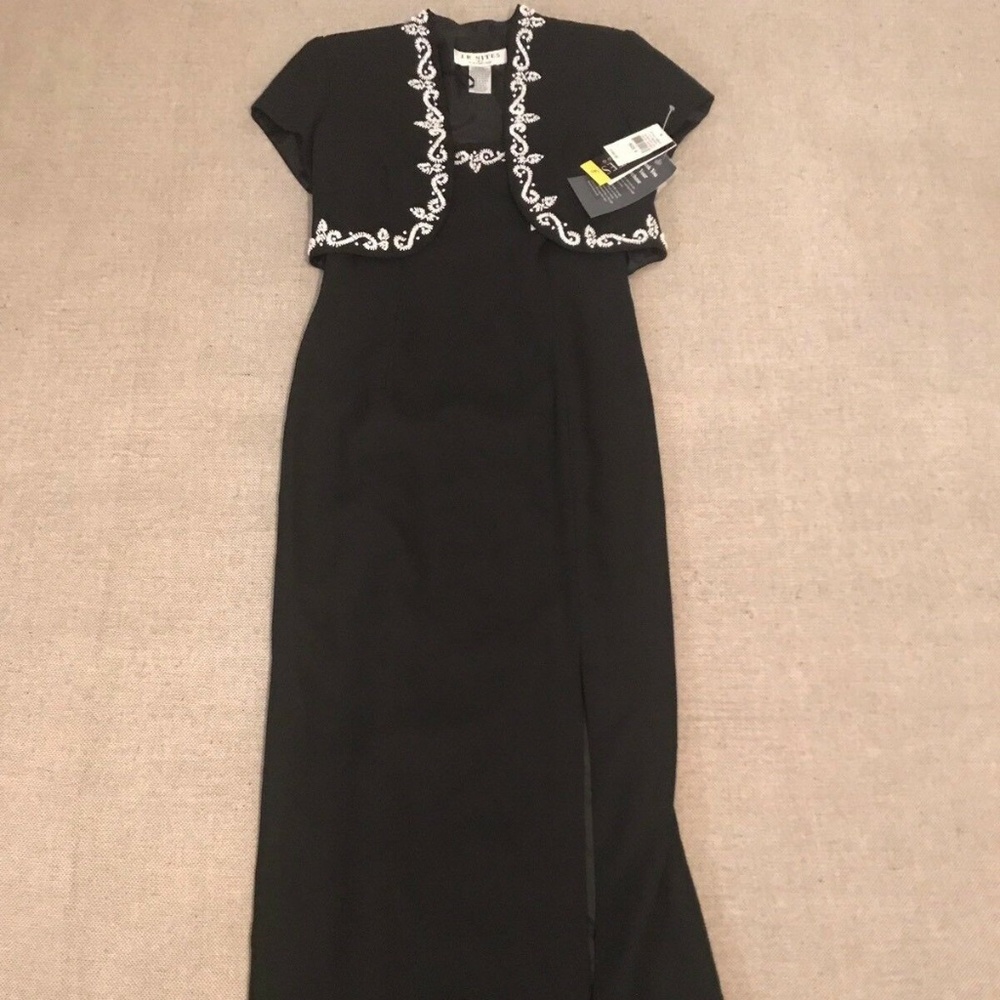 J.R. Nites 2-Pc Beaded Long Dress w Jacket 6 NWOT